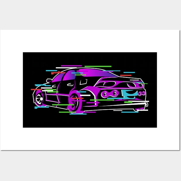 JDM Tuning Car Racing Glitch Effect Wall Art by Tom´s TeeStore